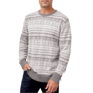 Rails Sweater Mens Fair Isle Wool Blend Carlisle Grey White Size X-Large